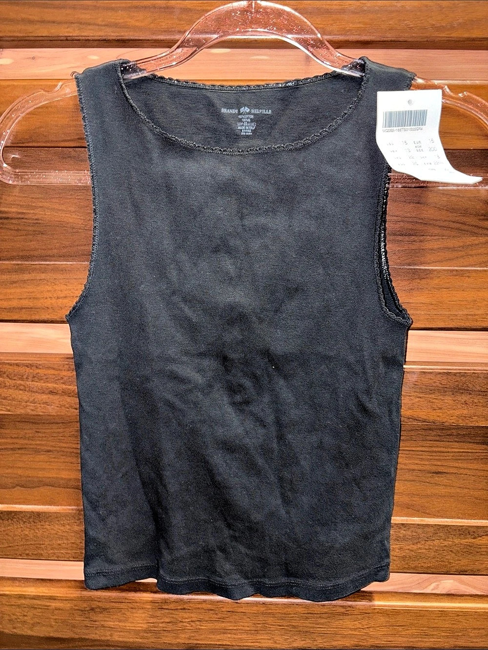 Brandy Melville NWT Black Vicki Tank with a High Neck and Scalloped Edge